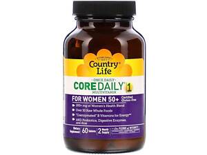 Витамины для женщин 50+, Core Daily-1 Multivitamins, Country Life, 1 в день, 60 таблеток