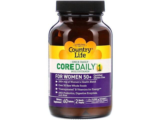 Витамины для женщин 50+, Core Daily-1 Multivitamins, Country Life, 1 в день, 60 таблеток - Фото NaN Витамины для женщин 50+, Core Daily-1 Multivitamins, Country Life, 1 в день, 60 таблеток - Фото NaN
