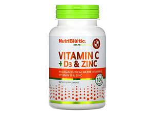 Витамины Nutribiotic Vitamin C+D3 & Zinc 100 caps (1086-2022-10-3008)