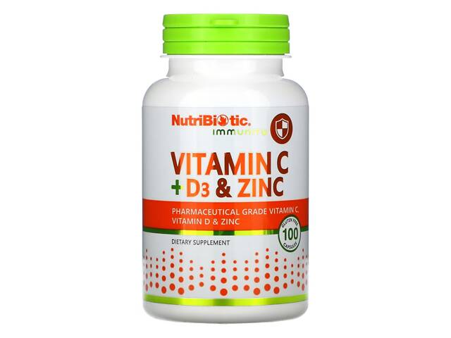 Витамины Nutribiotic Vitamin C+D3 & Zinc 100 caps (1086-2022-10-3008) - Фото 1