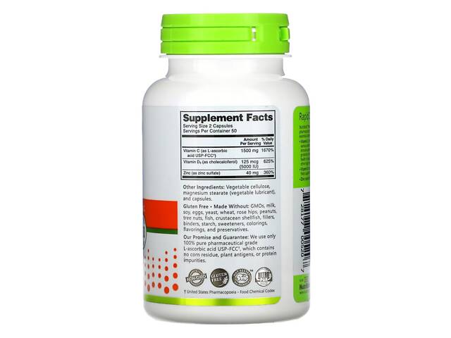 Витамины Nutribiotic Vitamin C+D3 & Zinc 100 caps (1086-2022-10-3008) - Фото 2
