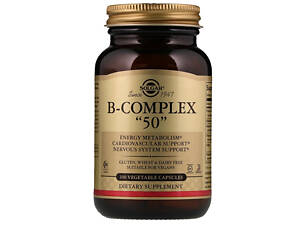 Витамины В-50, комплекс, B-Complex '50', Solgar, 100 вегетарианских капсул