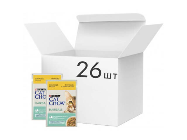 Вологий корм для кошек Purina Cat Chow Hairball з куркою та зеленою квасолею в желе 85г (7613037031393) - Фото 4