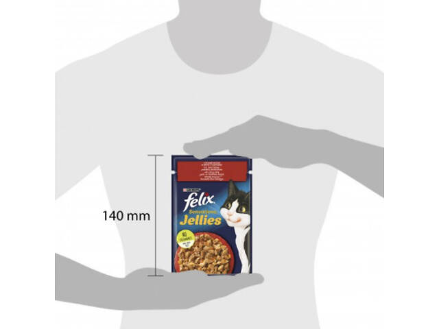 Вологий корм для кошек Purina Felix Sensations Jellies з яловичиною та томатами в желе 85 г (7613039831724) - Фото 3