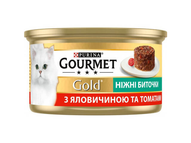 Вологий корм для котів Purina Gourmet Gold. Ніжні біточки з яловичиною та томатами 85 г (7613035442474) - Фото 2