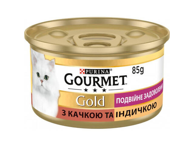 Вологий корм для кошек Purina Gourmet Gold. Подвійне задоволення з качкою та індичкою 85г (7613031381050) - Фото 1