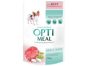 Влажный корм для собак Optimeal с говядиной и клюквой в желе 100 г (4820215369626)