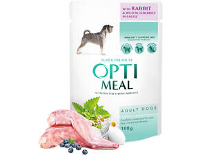 Влажный корм для собак Optimeal с кроликом и черникой в соусе 100 г (4820215369855)
