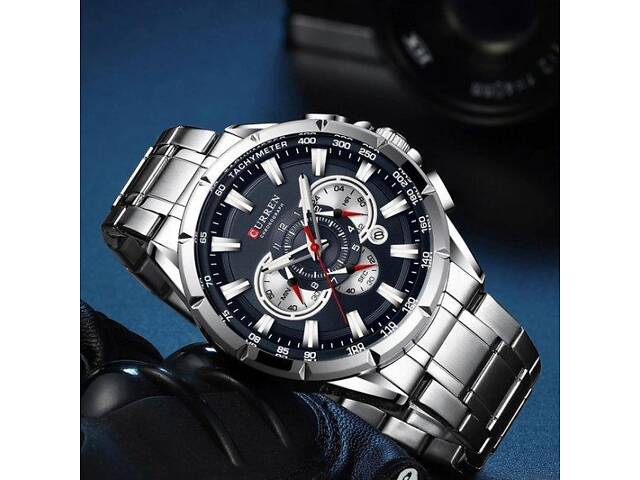 Водостойкие кварцевые часы Curren Rodos silver - Фото 2