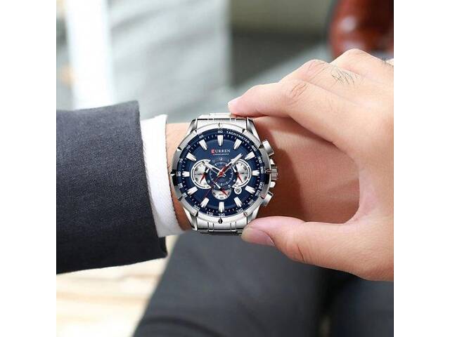 Водостойкие кварцевые часы Curren Rodos silver - Фото 6