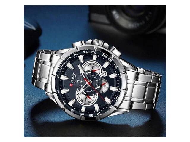 Водостойкие кварцевые часы Curren Rodos silver - Фото 5