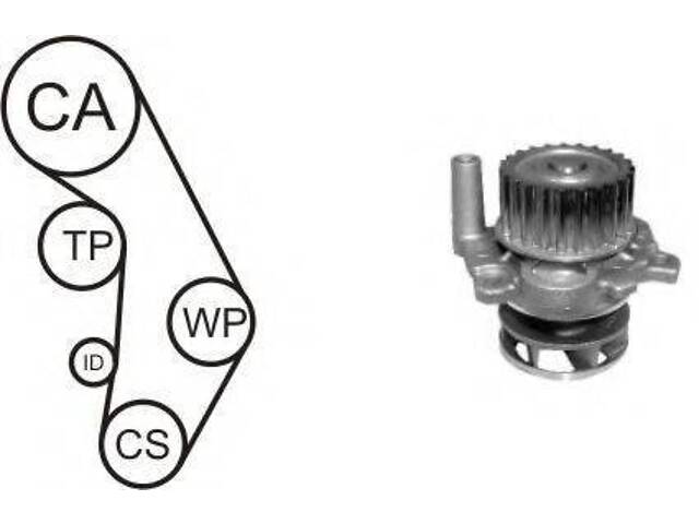 Водяний насос + комплект зубчастого ременя AIRTEX WPK 937702 на AUDI A4 седан (8D2, B5)
