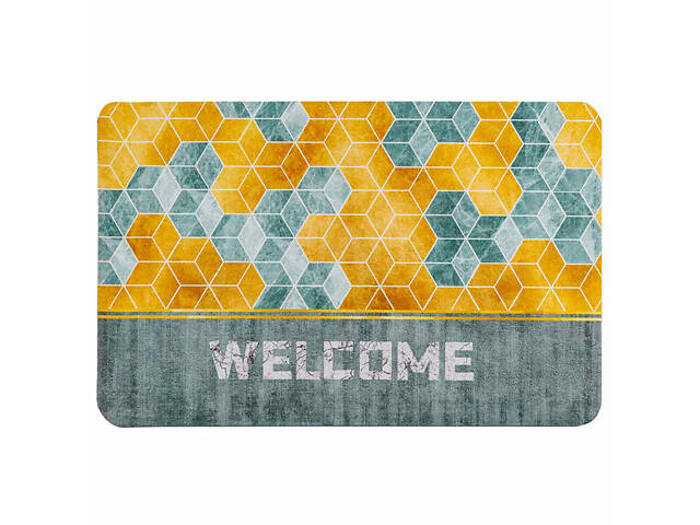 Вологопоглинаючий килимок 38х58х3мм 'Ласкаво просимо' куби (D) SW-00001561 - Фото 1