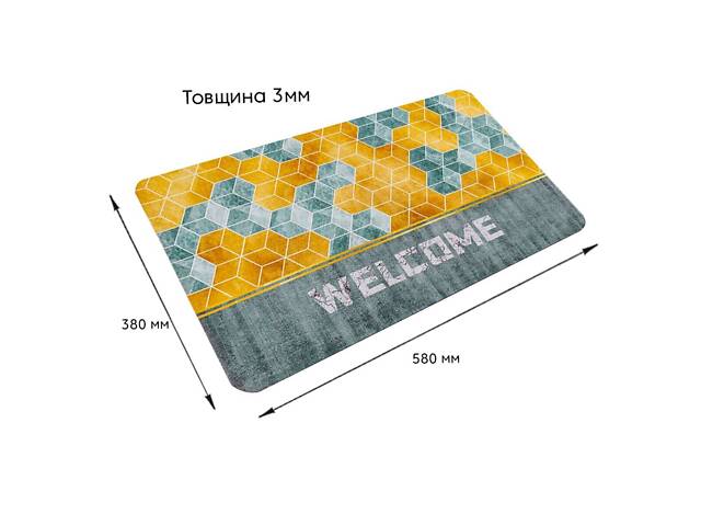 Вологопоглинаючий килимок 38х58х3мм 'Ласкаво просимо' куби (D) SW-00001561 - Фото 3