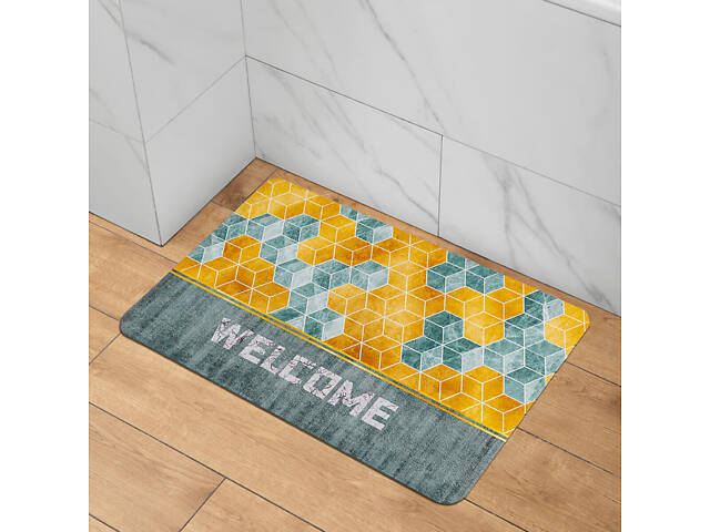 Вологопоглинаючий килимок 38х58х3мм 'Ласкаво просимо' куби (D) SW-00001561 - Фото 5