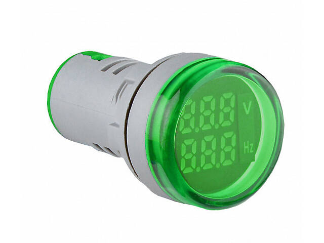 Вольтметр-частотомір цифровий 50-500V AC 5-99Hz ᴓ22мм круглий зелений [A0190010179] U-ADM-VHz АСКО - Фото 1