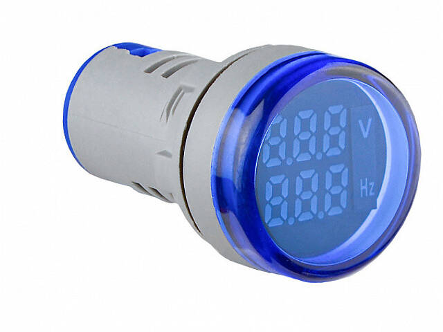 Вольтметр-частотомір цифровий 50-500V AC 5-99Hz ᴓ22мм круглий синій [A0190010181] U-ADM-VHz АСКО - Фото 1