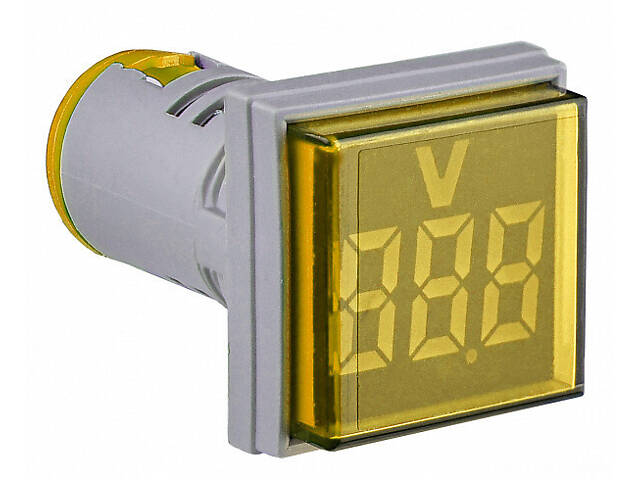 Вольтметр цифровий 50-500V AC ᴓ22мм квадратний жовтий [A0190010140] U-ADM-V АСКО - Фото 1