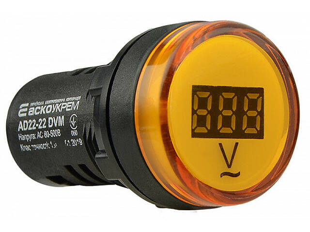 Вольтметр цифровий 80-500V AC жовтий [A0190010012] AD22-22DVM АСКО - Фото 1