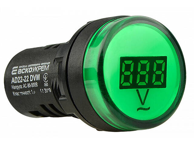 Вольтметр цифровий 80-500V AC зелений [A0190010011] AD22-22DVM АСКО - Фото 1