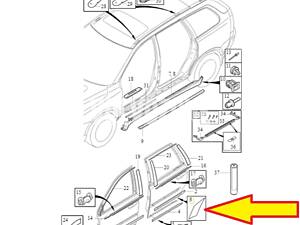 Volvo XC90 2003-2014 Захисна накладка права наклейка захист на задні праві двері Нова Оригінал