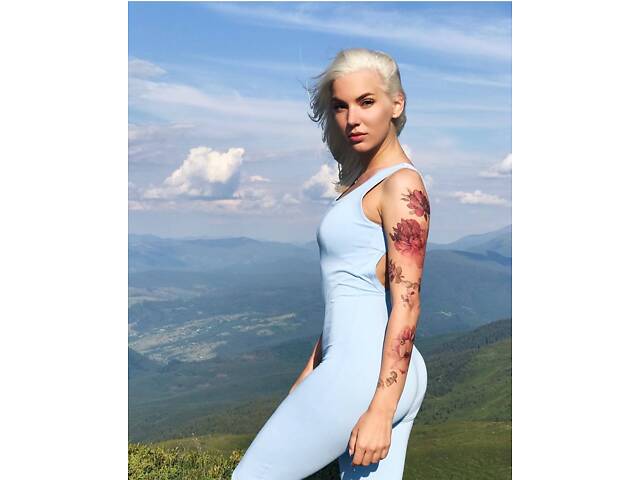 Временная татуировка 'Фиолетовое настроение: нежные пионы' - Фото 2