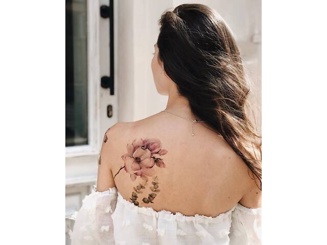 Временная татуировка 'Фиолетовое настроение: нежные пионы' - Фото 3