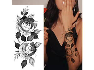 Тимчасовий тату водостійкий 3D великий Дві квітки BK-015 18х8 см