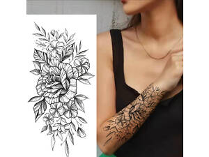 Тимчасове тату водостійке 3D велике Красиві квіти BK-025 18х8.5 см