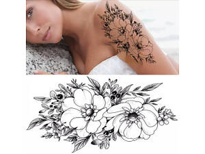 Тимчасове тату водостійке 3D велике Красиві квіти BK-073 18х9 см