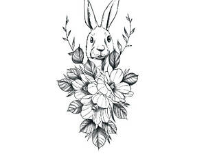 Временное тату водостойкое 3D большое Кролик HD-05 17х9 см