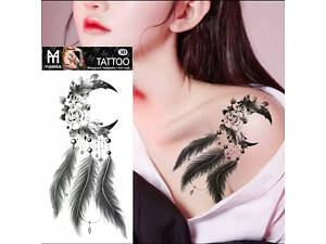 Тимчасове тату водостійке 3D велике Ловець снів три пера FF-111 18х9 см