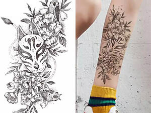 Временное тату водостойкое 3D большое Маска XQB-341 19,5х10 см