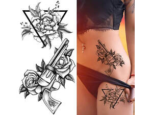 Тимчасовий тату водостійкий 3D великий Пістолет BK-070 18х9 см