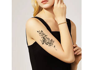 Тимчасове тату водостійке 3D велике Роза на гілці FF-096 17.5х8.5 см