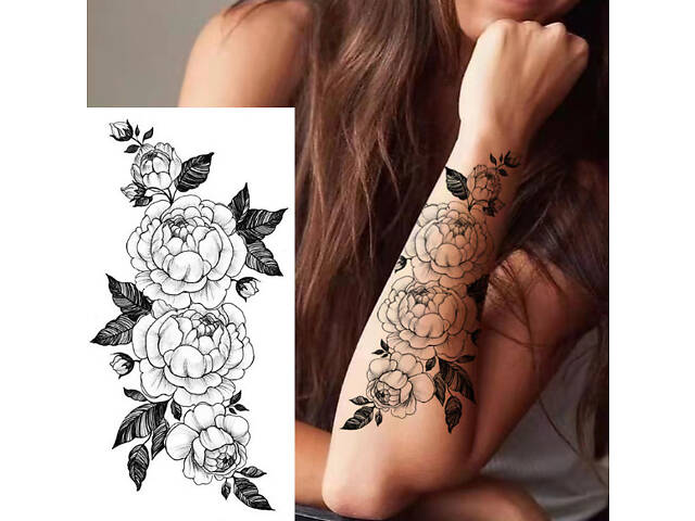 Тимчасове тату водостійке 3D велике Квіти BK-053 18х9 см - Фото 1
