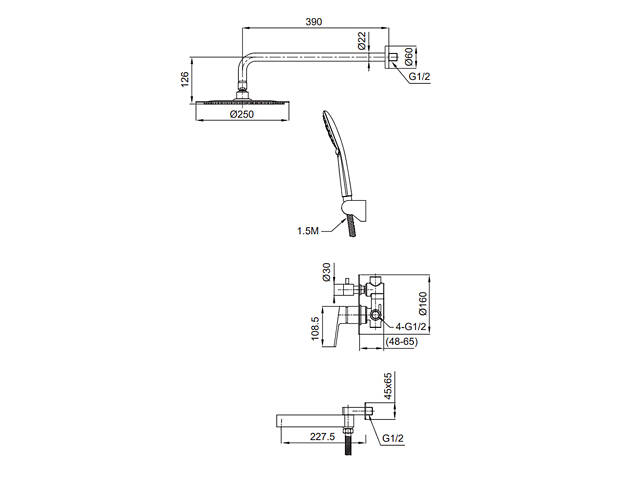 Встраиваемая душевая система Koer KI-66016-02 (из нерж. стали) (Цвет нерж) (KR4792) - Фото 2