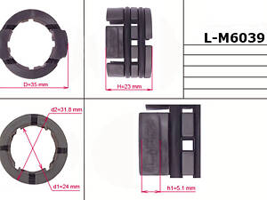 Втулка ущільнювальна ГПК 24,00/33,50/36,00*4,80/22,70 тип 7A L-M6039 RENAULT Clio III 05-12, Modus 04-08, Modus 08-12; FIAT Grande Punto 05-10; NISSAN Micra K12 03-10; ALFA ROMEO MiTo 08-18