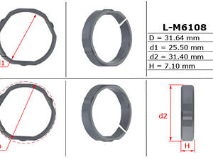 Втулка ущільнювальна ГПК 25,50/31,40/31,64*7,10/7,10 тип 13A L-M6108 HONDA Civic 4D 05-12, Accord CR/CT 12-, Civic 5D 05-12; ACURA TLX 14-17