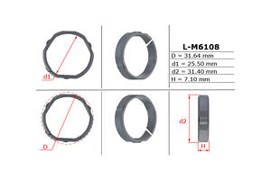 Втулка ущільнювальна ГПК 25,50/31,40/31,64*7,10/7,10 тип 13A L-M6108 HONDA Civic 4D 05-12, Accord CR/CT 12-, Civic 5D 05-12; ACURA TLX 14-17