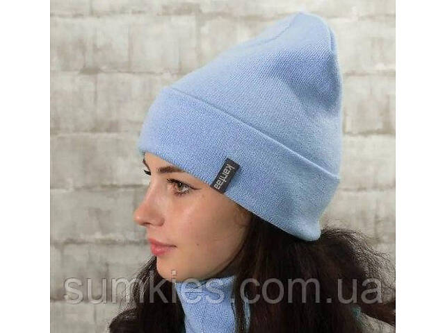 В'язана шапка Luxyart унісекс розмір 50-60 блакитний (LC-749) - Фото 1
