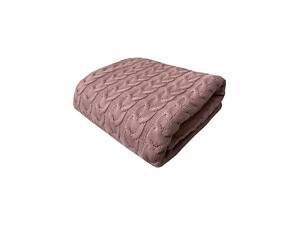 Вязаный плед Прованс Глория Пепел розы 140х180 см Розовый (3056)