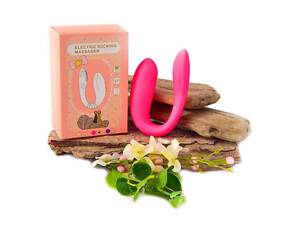 Вибратор electric sucking massager регулируемый двойной розовый с пультом ДУ