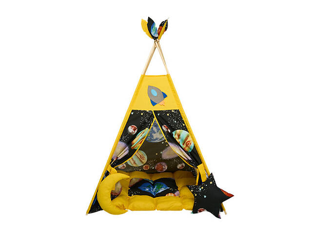 Вігвам - намет дитячий Космос пишний килимок фіксатор 2 подушки - Фото 2