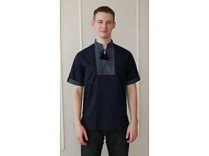 Вишиванка чоловіча з коротким рукавом Еней темно-синій 4Profi 50