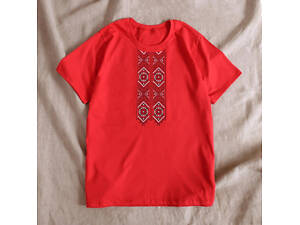 Вишита футболка чоловіча червона з орнаментом 48