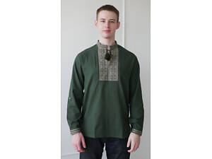 Вишиванка чоловіча хакі з льону Традиція 4Profi 46