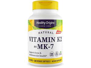 Вітамін K2 у формі MK7, Vitamin K2 as MK-7, Healthy Origins, 100 мкг, 180 кап.