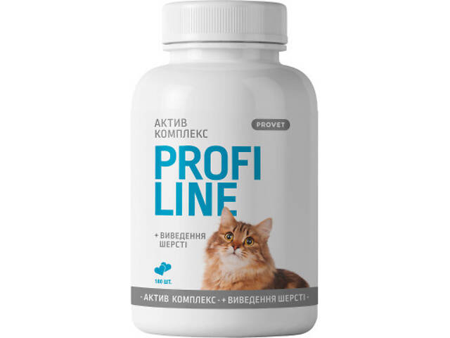 Вітаміни для котів ProVET Profiline Актив комплекс + виведення шерсті 180 таблеток (4823082431601) - Фото 1