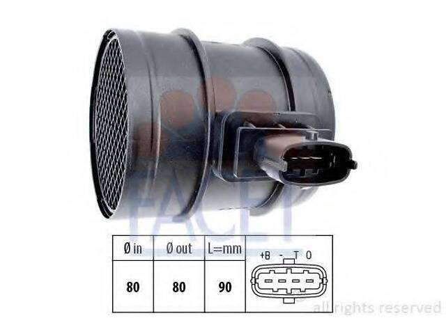 Витратомір повітря (4 конт.) FIAT DUCATOIVECO DAILY IV 1.9D-3.0D 06- FACET 101293 на FIAT DUCATO фургон (250, 290) - Фото 1